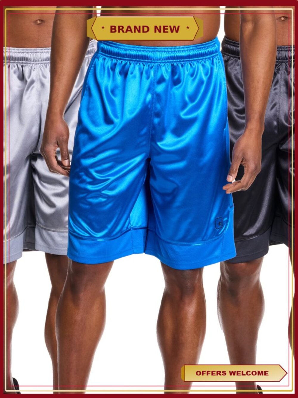 Athletic Shorts 11" Inseam 3-Pack with Drawstring for Basketball
